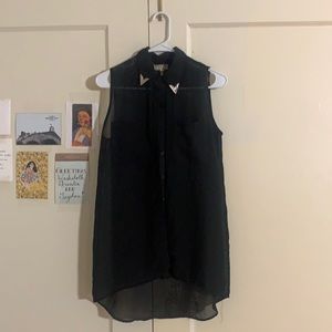 Black sheer button up top